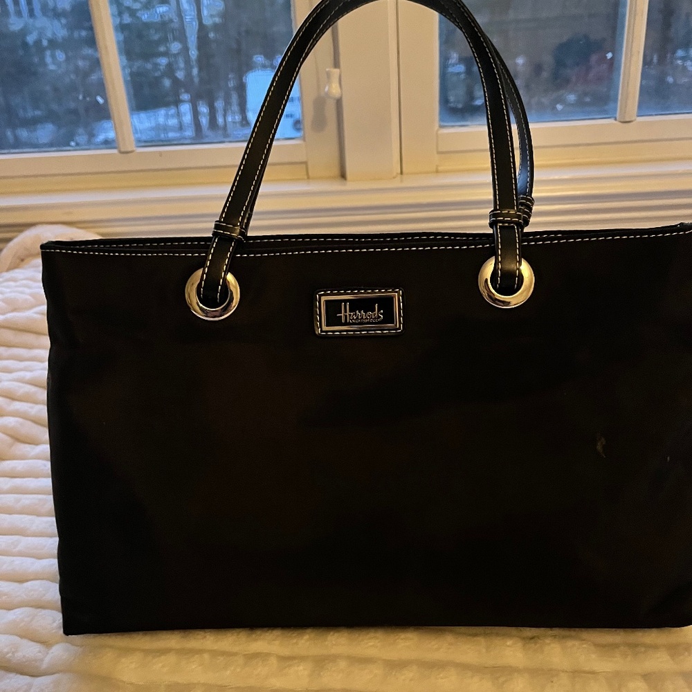 Harrods black nylon shoulder bag